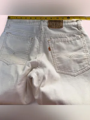 Vintage Orange Tab Levi’s Cream Corduroy Wide Leg Rare Pants 30x32 70s/80s USA thumbnail 8