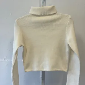 Princess Polly Ivory Ribbed Turtleneck Cropped Sweater Curved Hem Small N57793UO thumbnail 4