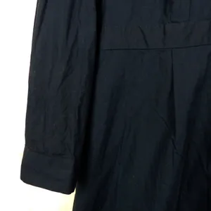 J.Crew Button Front Shirt Dress Womens 18 Navy Blue Cotton Poplin Midi Pockets thumbnail 5