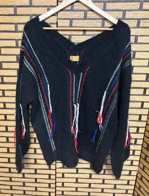 POL Black Multi Color Fring‎ V Neck Sweater Size Medium thumbnail 1