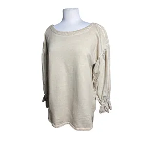 ANTHROPOLOGIE PILCRO Women’s Mixed Media Tan Pullover Puff Sleeve Top thumbnail 7