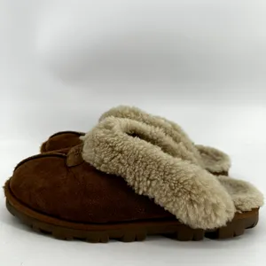 Ugg Coquette Slippers Slip On Sheepskin Shearling Lined Chestnut Tan 7 thumbnail 4