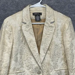 GEORGE Me‎ Designs By Mark Eisen Blazer Women's Size 12 Cream Floral Metallic thumbnail 4