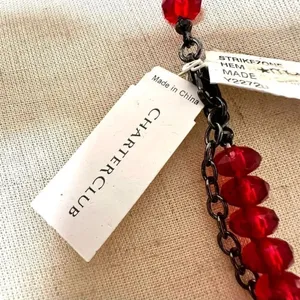 Charter Club red beaded multi strand strikezone necklace thumbnail 4