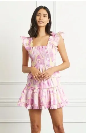 Hill House The Paz Ruffled & Tiered Mini Skirt in Pastel Candy Kaleidoscope thumbnail 3