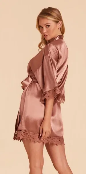 Birdy Grey‎ claudine lace robe in desert grey bridesmaid bachelorette size large thumbnail 1