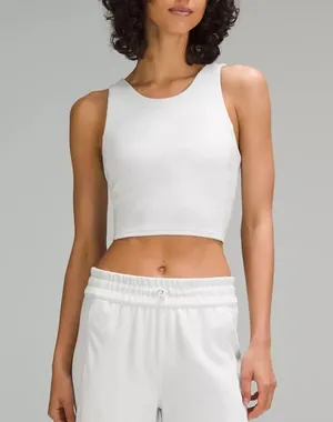 Zara White Ribbed Cropped Tank Top thumbnail 1