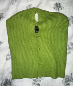 Green knit tube top thumbnail 1