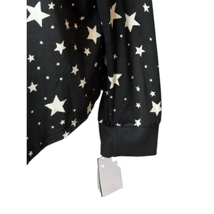 Kate Spade Pajama Top Women Large Black White Star Print NWT Whimsigoth Sleep‎ thumbnail 6