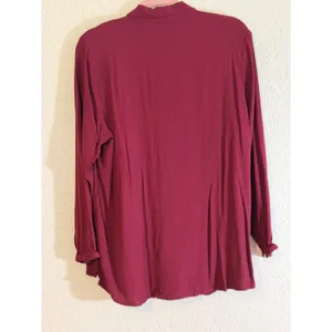 J. Jill Button Down Shirt Burgundy XL Women Pintuck Rayon Long Sleeve Tunic thumbnail 10