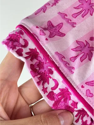 Pink Palm Puff Blush Bay Pajama Set Pink Supima Cotton Shorts Top XL thumbnail 6