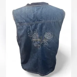 Embroidered Denim Vest Blue Size M thumbnail 4