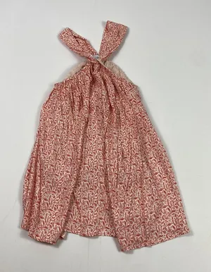 Bohera Dress Womens Medium Red White Floral‎ Halter Maxi Lined Boho Italy India thumbnail 1