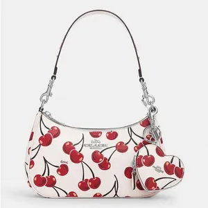 Coach Heart Coin Pouch Bag Charm With Cherry Print thumbnail 4
