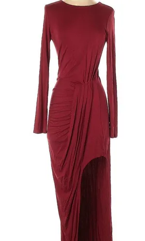 CQ by CQ High/Low Burgundy Goddess Draped Dress thumbnail 7