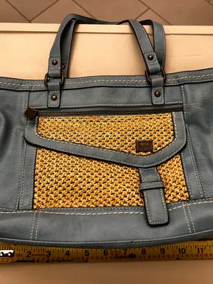 b.o.c. Teal and Tan Woven Front Tote Bag. Gorgeous thumbnail 3