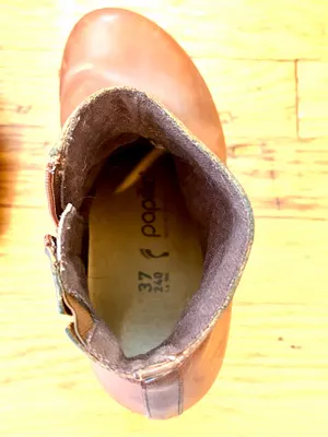 Birkenstock Papillio Ebba Cognac Leather Cork Wedge Ankle Boots Size 7 Comfort thumbnail 5