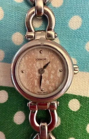 Coach Womens Neo Vintage Y2K Watch Rounded Bezel Pink Face Stainless Steel thumbnail 1