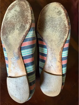 Tory Burch Striped Ballet Flats with Red Logo Accent thumbnail 2