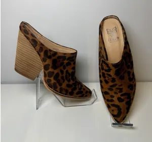 Beast Fashion‎ Leopard Print Mule Booties Block Heel Women's Size 8 thumbnail 1