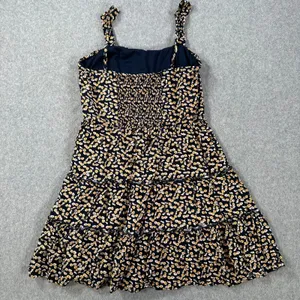 Row A Floral Mini Dress Size Small Navy Blue/Yellow Ruffle Tiered Sundress thumbnail 7