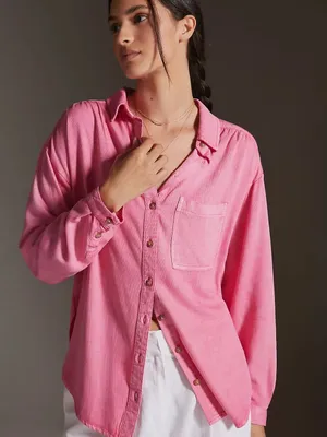 Pilcro Anthropologie Boyfriend Button Down Shirt Womens Size Large thumbnail 2