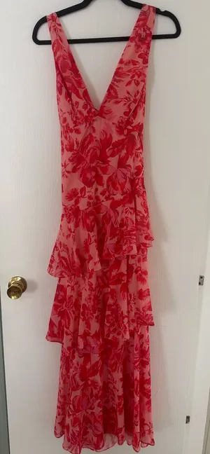 Selfie Leslie Veda Strappy Back Ruffle Midi Dress Floral Red thumbnail 1