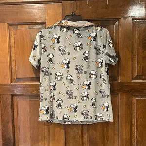 Munki Munki Peanuts Snoopy Halloween Pajama Top Grey Orange Candy Corn‎ Small thumbnail 3
