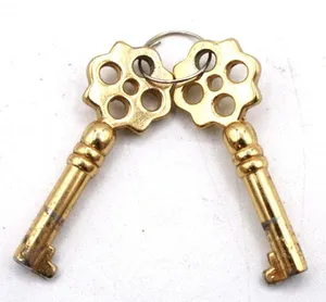 Set 2 Vintage Skeleton Keys Charms Floral Cutout Design 2.5" Zipper Pulls Decor thumbnail 1