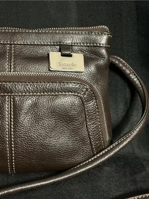 Tignanello Women’s Brown Leather Multi Pocket Crossbody Bag Purse thumbnail 3