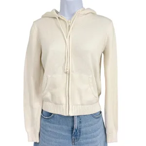 Brandy Melville Alana Knit Sweater Women XS/S Cream Hoodie Full Zip Cotton thumbnail 3