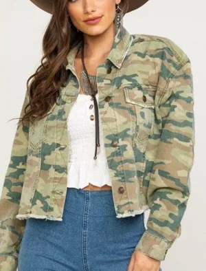 FreePeople Camo Denim Jacket thumbnail 1