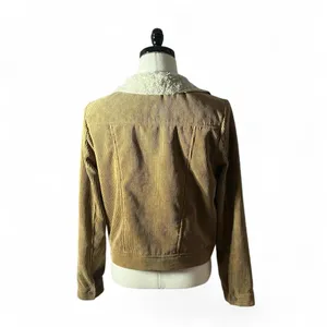 FAVLUX FASHION Women's Corduroy Sherpa Lined Trucker Jacket Tan‎ Penny Lane thumbnail 2