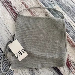 NWT Zara Metallic Silver Open Back Knit Top thumbnail 4