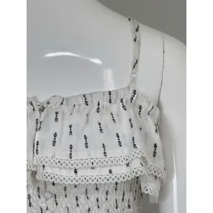 Lost + Wander Womens Size S White Boho Smocked Mini Dress Spaghetti Strap Tassel thumbnail 9