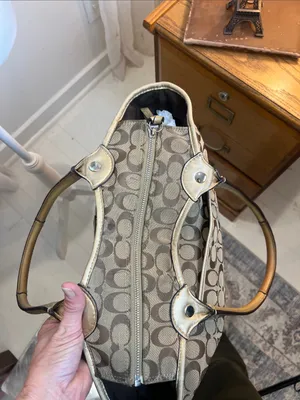 Coach Beige Signature Canvas Tote with Gold Trim thumbnail 14