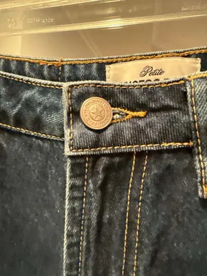 Princess Polly Petite Holly Wide Leg Jeans Dark Wash Raw Hem US 2 thumbnail 5