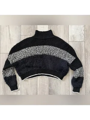 Free People Sunbrite Colorblocked whimsigoth Fuzzy Cropped Mockneck small thumbnail 7
