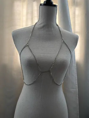 Rhinestone and Silver Metal Bikini Jewelry thumbnail 3
