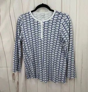 Roller Rabbit Women’s Small Blue Elephant Patterned Pajama Top thumbnail 1