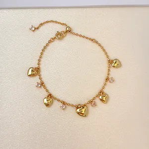 Adjustable CZ Love Heart Charm Bracelet for Women thumbnail 2