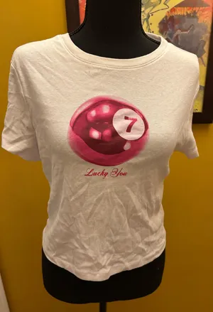 No Boundaries New With Tags Pink 8 Ball Crop Baby Tee Size Large thumbnail 1