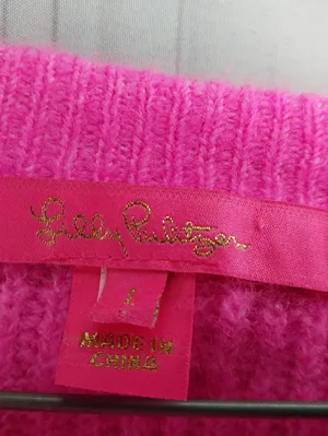 Lilly Pulitzer Hot Pink Glam Pippin Chenille Ribbed Knit Chic ResortWear Sweater thumbnail 3