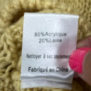 Lush Crop Cable Knit Chunky Sweater Women M‎ Wool Blend Pale Yellow Costal Cozy thumbnail 6