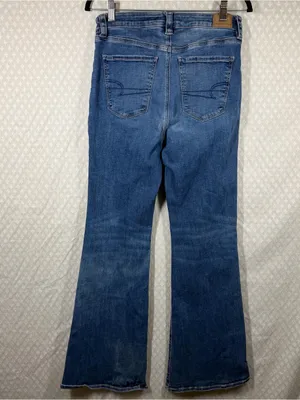 American Eagle Dark Wash Super High Rise Flare Jeans thumbnail 3