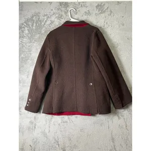 J.Jill Reversible Wool Alpaca Blend Jacket Cottagecore Equestrian Heritage Large Brown thumbnail 10