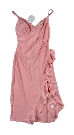 More To Come Natasha Ruffle Midi Dress SIze XXS in Pink thumbnail 1