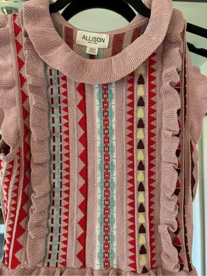 Allison New York Jacquard Knit Fit & Flare Dress Size XS Sparkle Ruffles Pink thumbnail 4