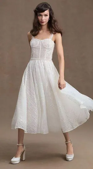 Bronx and Banco NWT Mademoiselle Bridal Midi Dress in White. thumbnail 12