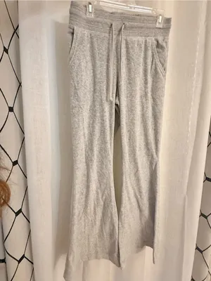 Aerie Kick It Flare Velour High Waisted Pant Grey size Medium thumbnail 2